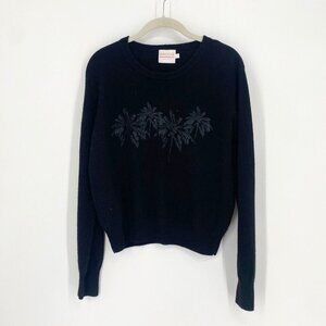 Brodie Sweater Women’s small S black cashmere palm pullover minimalist office